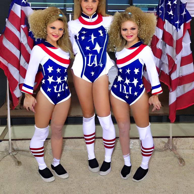 16 Year Old White Female Team USA Cheerleader Uniform Top Team USA Cheerleader Uniform Logo Crest Team USA Cheerleader Uniform M