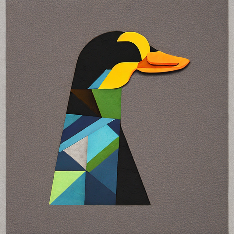 geometric black duck art one duck