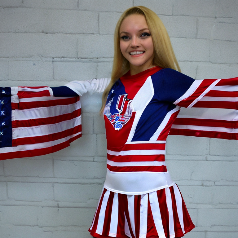 16 Year Old White Female Team USA Cheerleader Uniform Top Team USA Cheerleader Uniform Logo Crest Team USA Cheerleader Uniform M